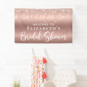 ブライダルシャワーバラ金ゴールドグリッター歓迎 横断幕 (インサイチュ)