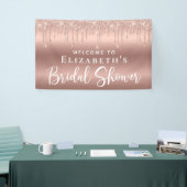 ブライダルシャワーバラ金ゴールドグリッター歓迎 横断幕 (トレードショー)