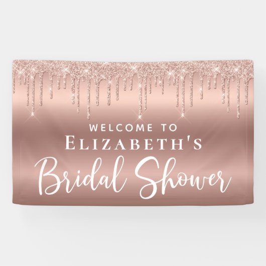 ブライダルシャワーバラ金ゴールドグリッター歓迎 横断幕 (横)