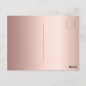 ブライダルシャワーバラ金ゴールドピンク花の招待 ポストカード (裏面)