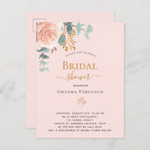 ブライダルシャワーバラ金ゴールドフローラユーカリエレガント ポストカード (正面/裏面)