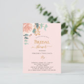 ブライダルシャワーバラ金ゴールドフローラユーカリエレガント ポストカード (スタンド正面)