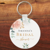 ブライダルシャワーバラ金ゴールドフローラユーカリ キーホルダー (正面)