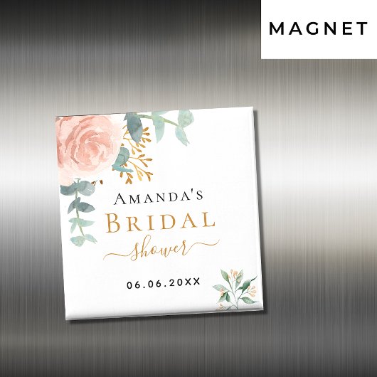 ブライダルシャワーバラ金ゴールドフローラユーカリ マグネット