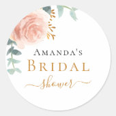 ブライダルシャワーバラ金ゴールドフローラユーカリ ラウンドシール (正面)