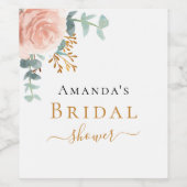 ブライダルシャワーバラ金ゴールドフローラユーカリ ワインラベル (シングルラベル)