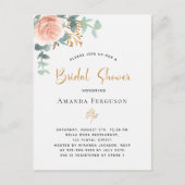 ブライダルシャワーバラ金ゴールドユーカリ インビテーションポストカード (正面)