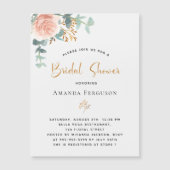 ブライダルシャワーバラ金ゴールドユーカリ マグネット招待状 (正面)