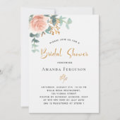 ブライダルシャワーバラ金ゴールドユーカリ 招待状 (正面)