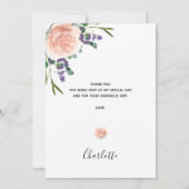 ブライダルシャワーバラ金ゴールドラベンダーサンキューカード 招待状 (裏面)