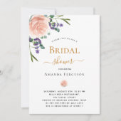 ブライダルシャワーバラ金ゴールドラベンダー花模様 招待状 (正面)