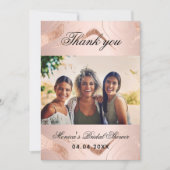 ブライダルシャワーバラ金ゴールド写真サンキューカード 招待状 (正面)