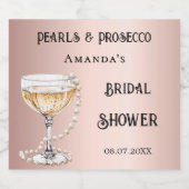 ブライダルシャワーバラ金ゴールド真珠 スパークリングワインラベル (シングルラベル)
