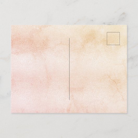 ブライダルシャワーバラ金ゴールド素朴ひまわり秋 インビテーションポストカード (裏面)