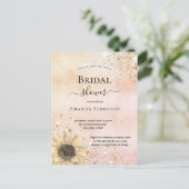 ブライダルシャワーバラ金ゴールド素朴ひまわり インビテーションポストカード (スタンド正面)