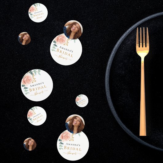 ブライダルシャワーバラ金ゴールド花写真 コンフェッティ