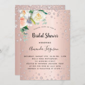 ブライダルシャワーバラ金ゴールド花模様 招待状 (正面/裏面)