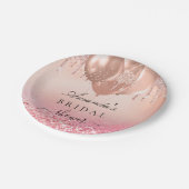 ブライダルシャワーバラ金ゴールド赤面グリッター名 ペーパープレート (アングル)