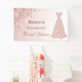 ブライダルシャワーバラ金ゴールド赤面ピンクグリッター歓迎 横断幕 (インサイチュ)