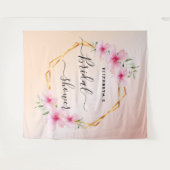 ブライダルシャワーバラ金ゴールド赤面ピンク花模様 タペストリー (正面(横))