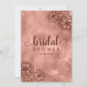 ブライダルシャワーバラ金ゴールド金属エレガントフローラ 招待状 (裏面)