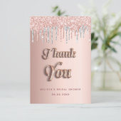 ブライダルシャワーバラ金ゴールド銀グリッター乾燥 サンキューカード (スタンド正面)