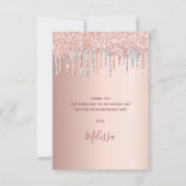 ブライダルシャワーバラ金ゴールド銀グリッター乾燥 サンキューカード (裏面)