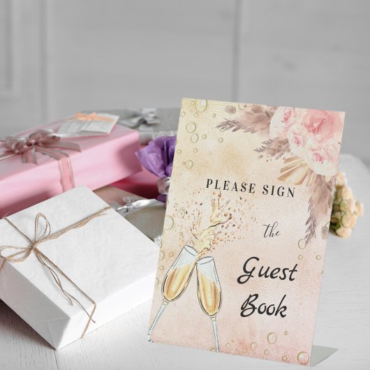 ブライダルシャワーバーブーブランチゲストブックサイン 台座サイン
