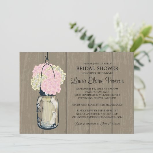 ブライダルシャワーバーンウッドメイソンジャールアジサイ 招待状 (スタンド正面)