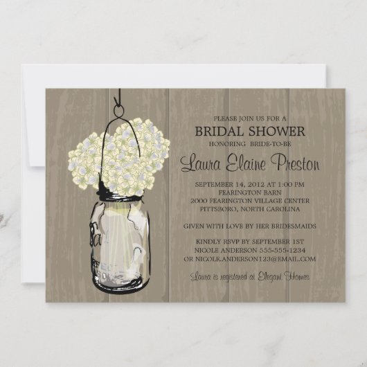 ブライダルシャワーバーンウッドメイソンジャールアジサイ 招待状 (正面)