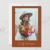 ブライダルシャワーバーンオレンジテラコッタコリアンダー 招待状 (裏面)