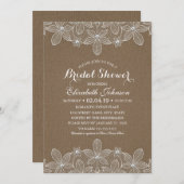 ブライダルシャワーバ素朴ーラップレースエレガントヴィンテージ 招待状 (正面/裏面)