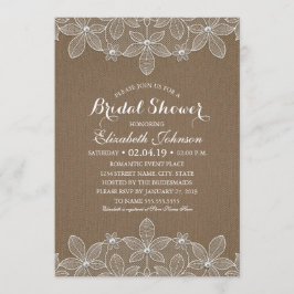 ブライダルシャワーバ素朴ーラップレースエレガントヴィンテージ 招待状