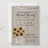 ブライダルシャワーバ結婚ンズサンフラワーメイソンジャー 招待状 (正面)