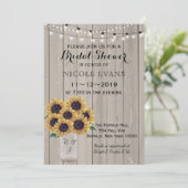 ブライダルシャワーバ結婚ンズサンフラワーメイソンジャー 招待状 (スタンド正面)