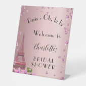 ブライダルシャワーパリ赤面エッフェルタワーウェルカム 台座サイン (正面)