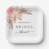 ブライダルシャワーパンパスグラスバラ金ゴールドフローラ ペーパープレート (正面)