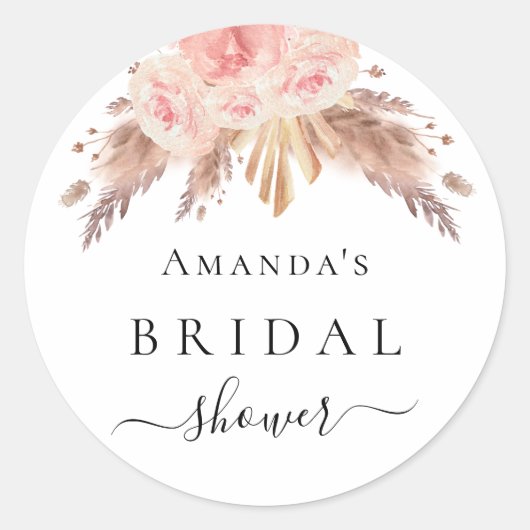 ブライダルシャワーパンパスグラスバラ金ゴールドフローラ ラウンドシール (正面)