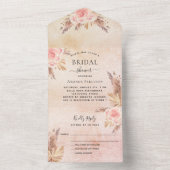 ブライダルシャワーパンパスグラスバラ金ゴールドフローラRSVP オールインワン招待状 (内側)