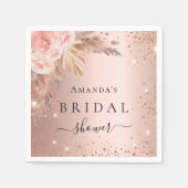 ブライダルシャワーパンパスグラスバラ金ゴールド花 スタンダードカクテルナプキン (正面)