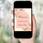 ブライダルシャワーパンパスグラスバラ金ゴールド赤面アーチ ポスター