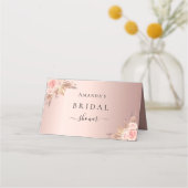 ブライダルシャワーパンパスグラスバラ金ゴールド赤面フローラ プレイスカード (裏面)