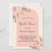 ブライダルシャワーパンパスグラスバラ金ゴールド赤面ボー 招待状 (正面)