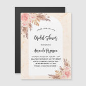 ブライダルシャワーパンパスグラスバラ金ゴールド赤面 マグネット招待状 (正面/裏面)