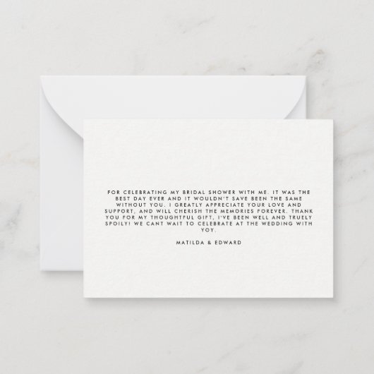 ブライダルシャワーパンパスグラスホワイト自然感謝していユー ノートカード (裏面)