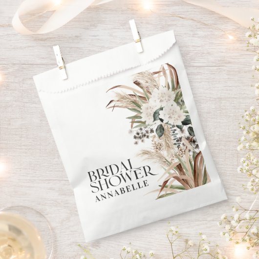 ブライダルシャワーパンパスグラスモダンボーホパーティー賛成 フェイバーバッグ (クリップ留めされた状態)