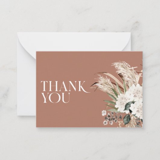 ブライダルシャワーパンパスグラス感謝していテラコッタ ノートカード (正面)