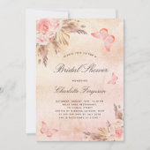 ブライダルシャワーパンパスグラス赤面蝶 招待状 (正面)