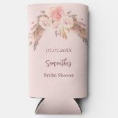 ブライダルシャワーパンパスグラス ローズゴールド フラワー ネーム スリム缶クーラー (正面)