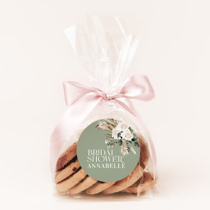 ブライダルシャワーパンパスセージモダングリーン党の賛成 ラウンドシール